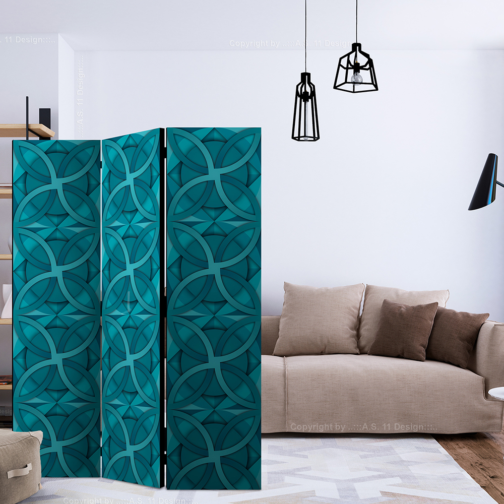 Rumsavdelare Skärmvägg Arkiio Geometric Turquoise 135x172 cm