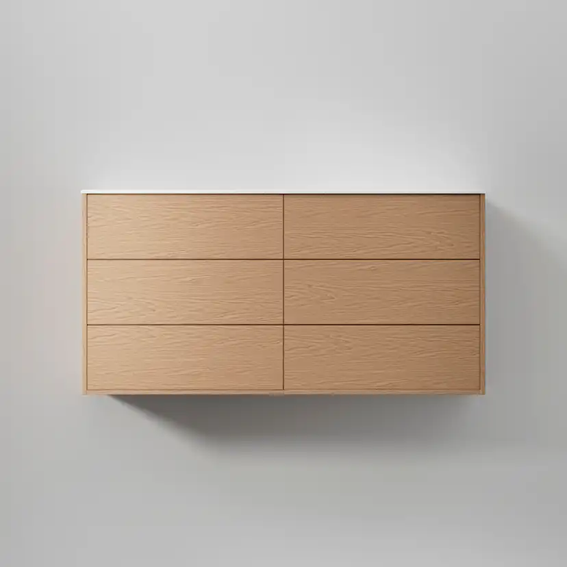 Kommod Terra Solid 140 D, Natural Oak, 6 Lådor Färg: Natural Oak, Bredd: 1400 mm