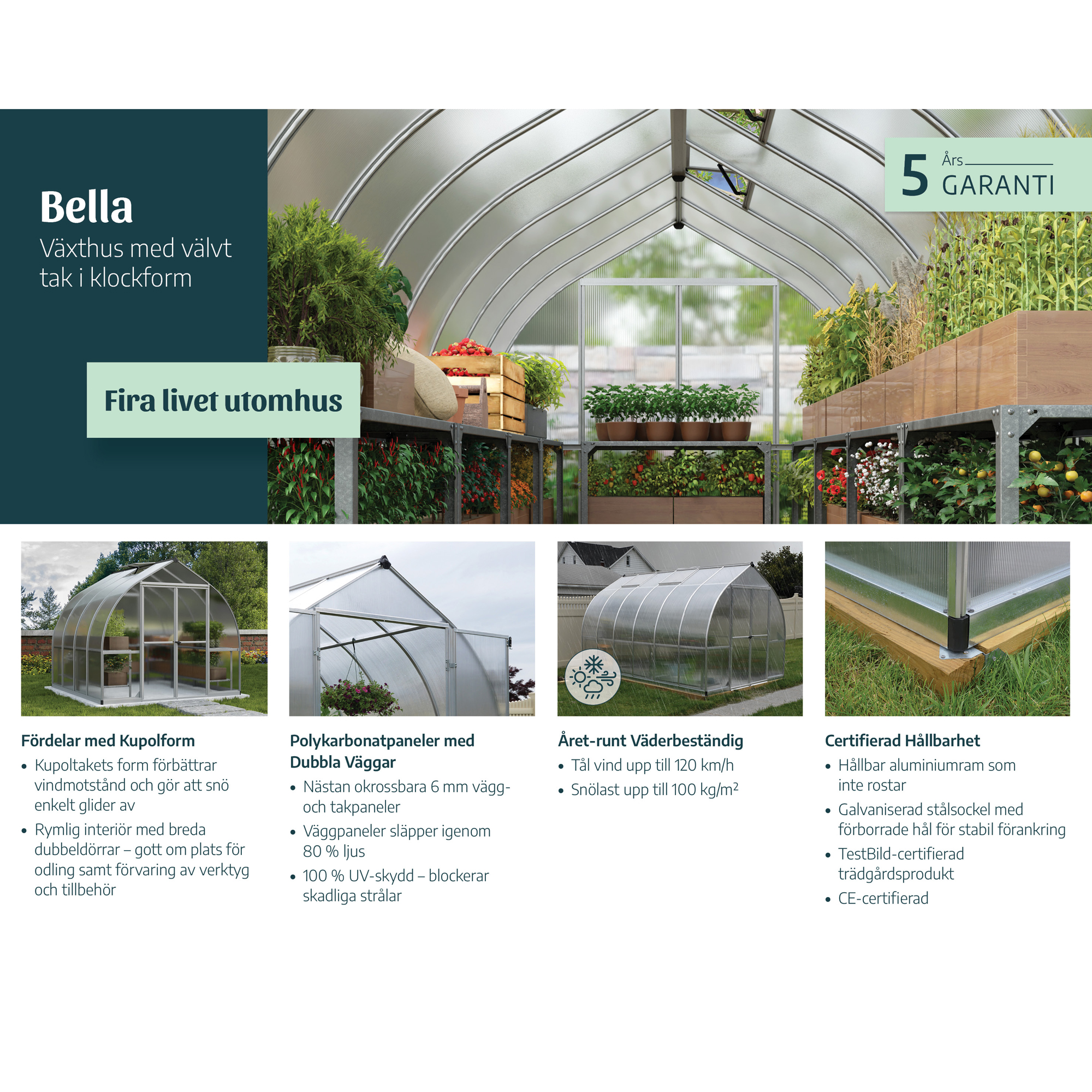 Tunnelväxthus Canopia Kivik 11,8 m²