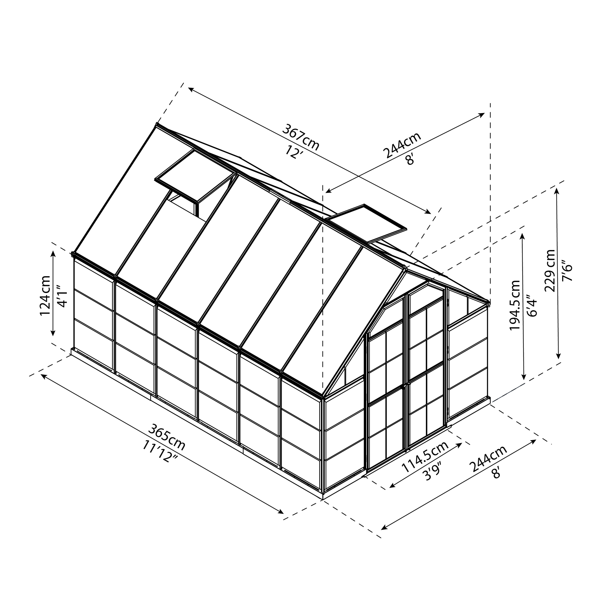 Canopia Cristalwall växthus 8.9 m² Grå Grå