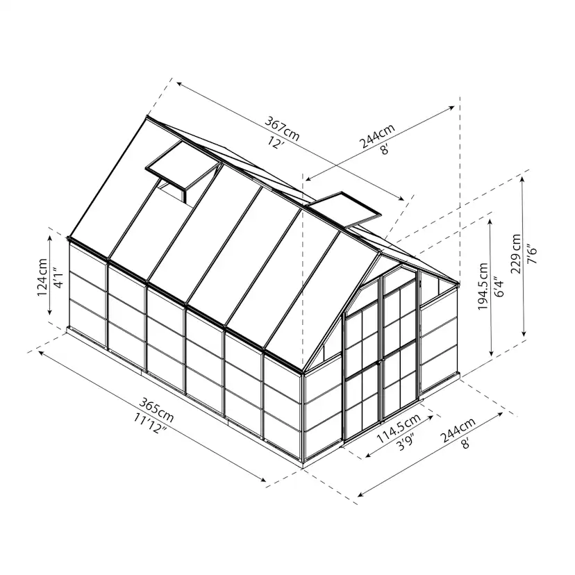 Canopia Cristalwall växthus 8.9 m² Grå Grå