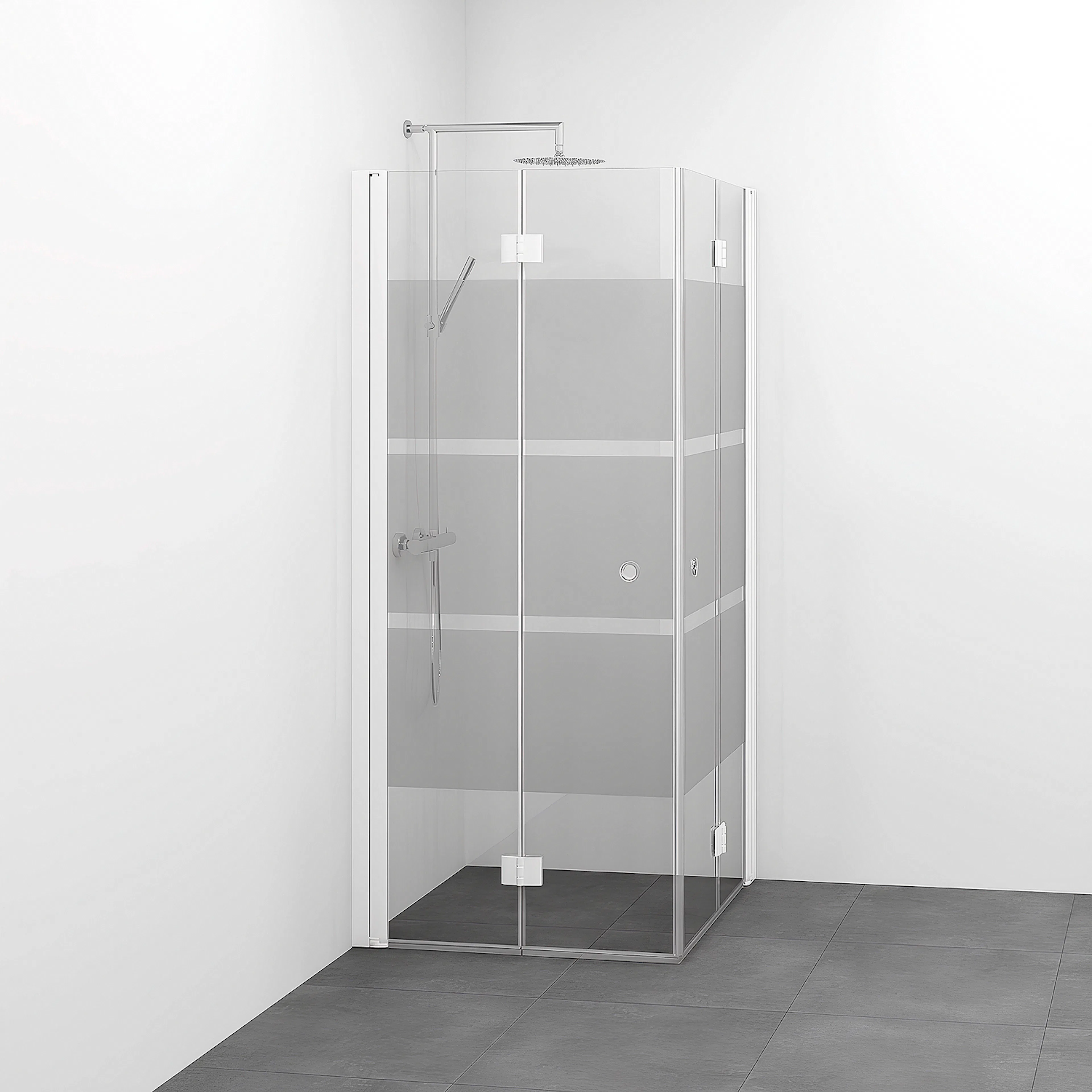 Spirit Vik Rak 70x90 Gr Vit Sc 700x900x1970 mm, Vit, Screentryckt glas med Hålgrepp