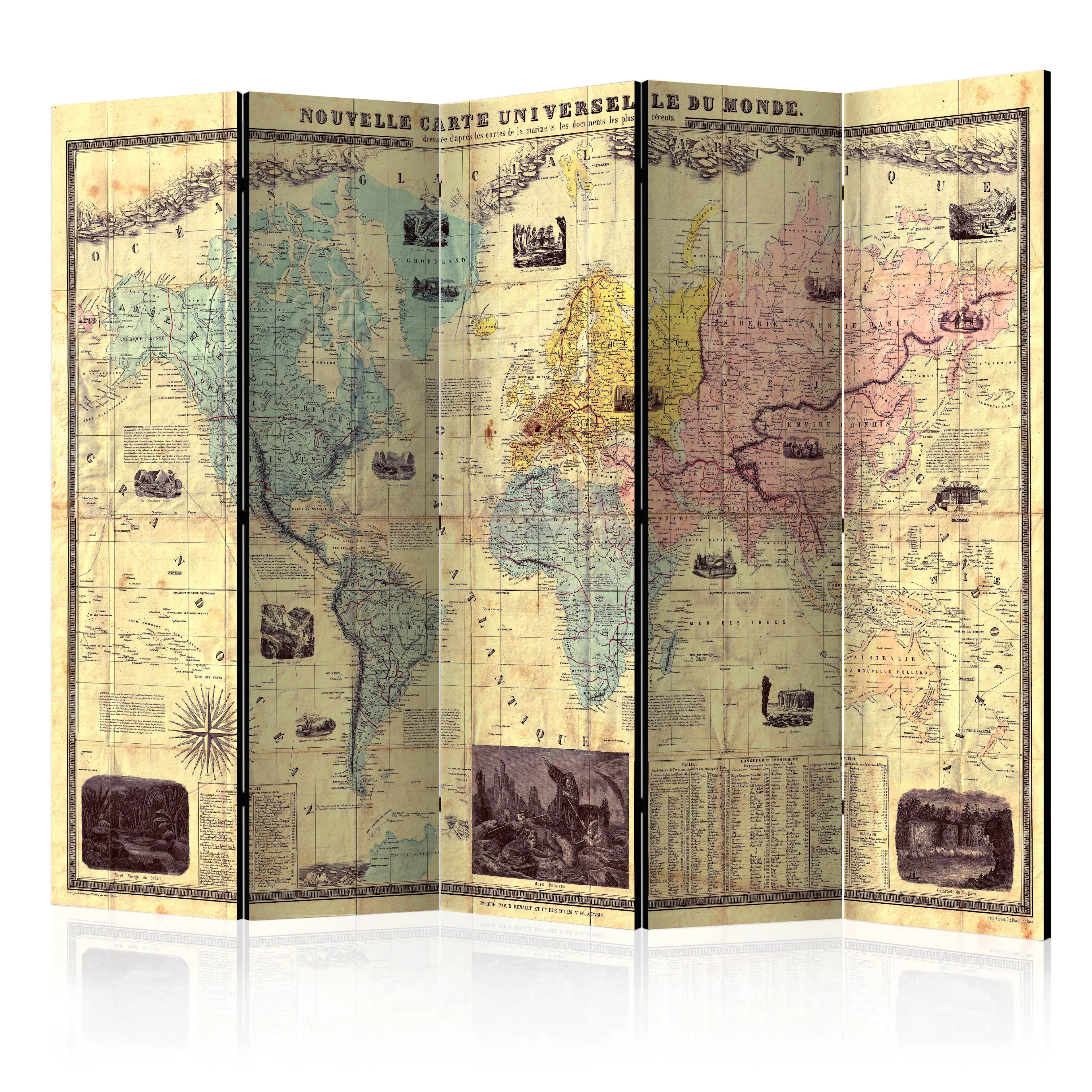 Rumsavdelare Skärmvägg Arkiio Nouvelle Carte Du Monde 225x172 cm