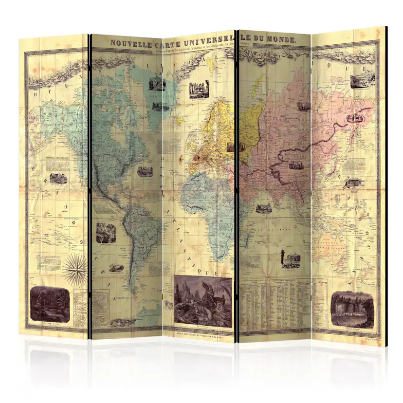 Rumsavdelare Skärmvägg Arkiio Nouvelle Carte Du Monde 225x172 cm