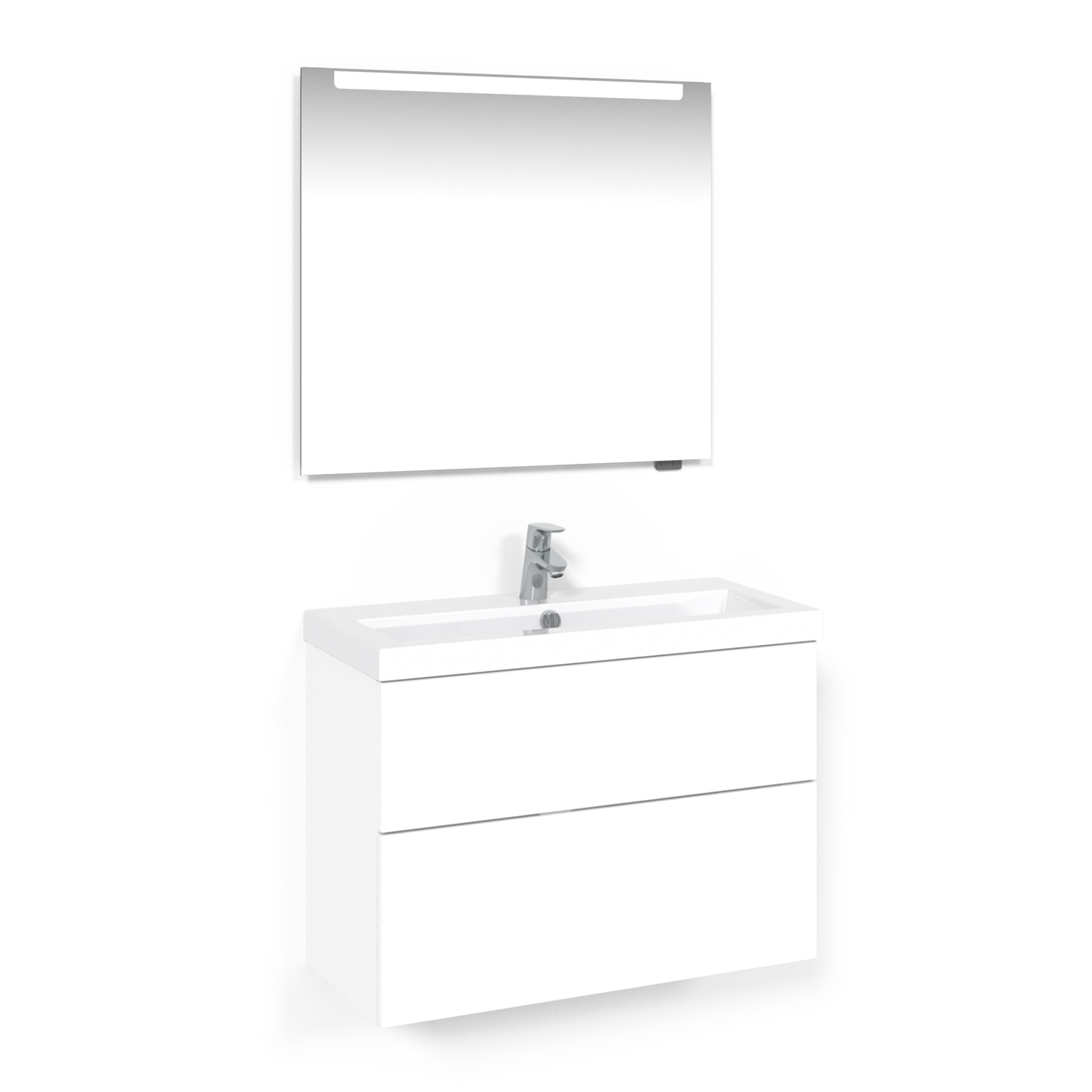 Möbelpaket Macro Design Charm Tvättställsskåp med Crown Spegel Ambilight