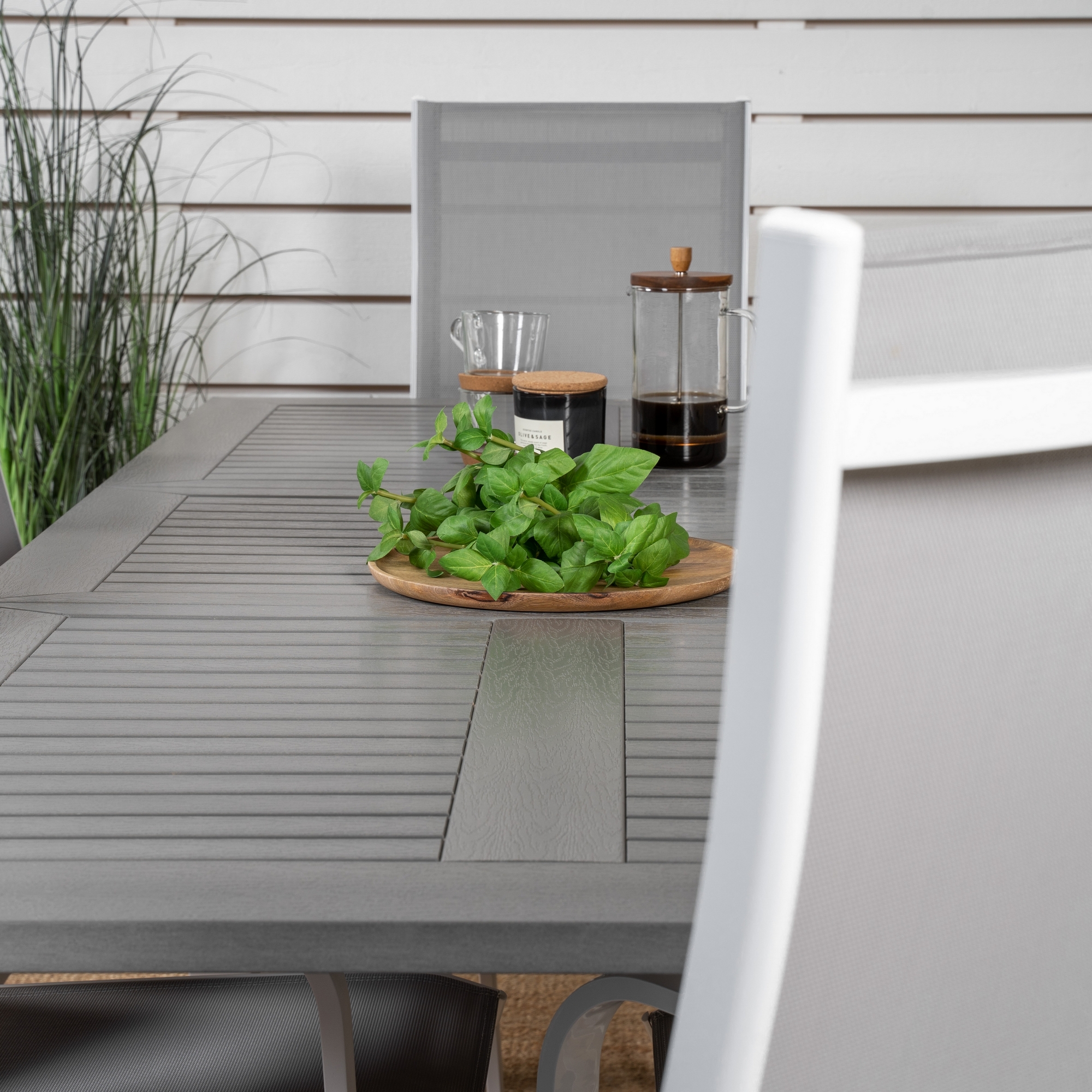 Albany Dining Table 152/210*90 - White Alu / Grey Aintwood+C Vit/Grå