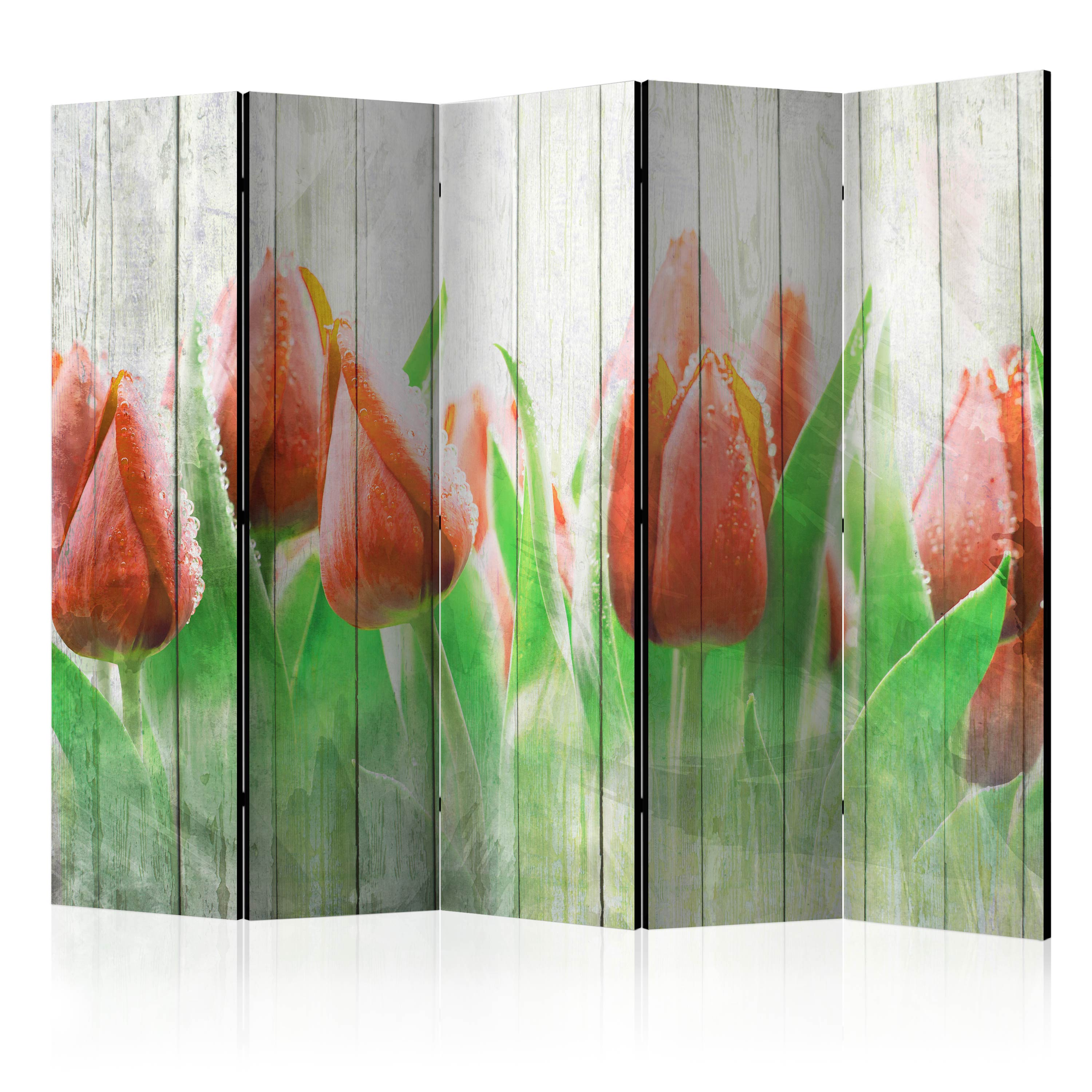 Rumsavdelare Skärmvägg Arkiio Red Tulips on Wood II 225x172 cm