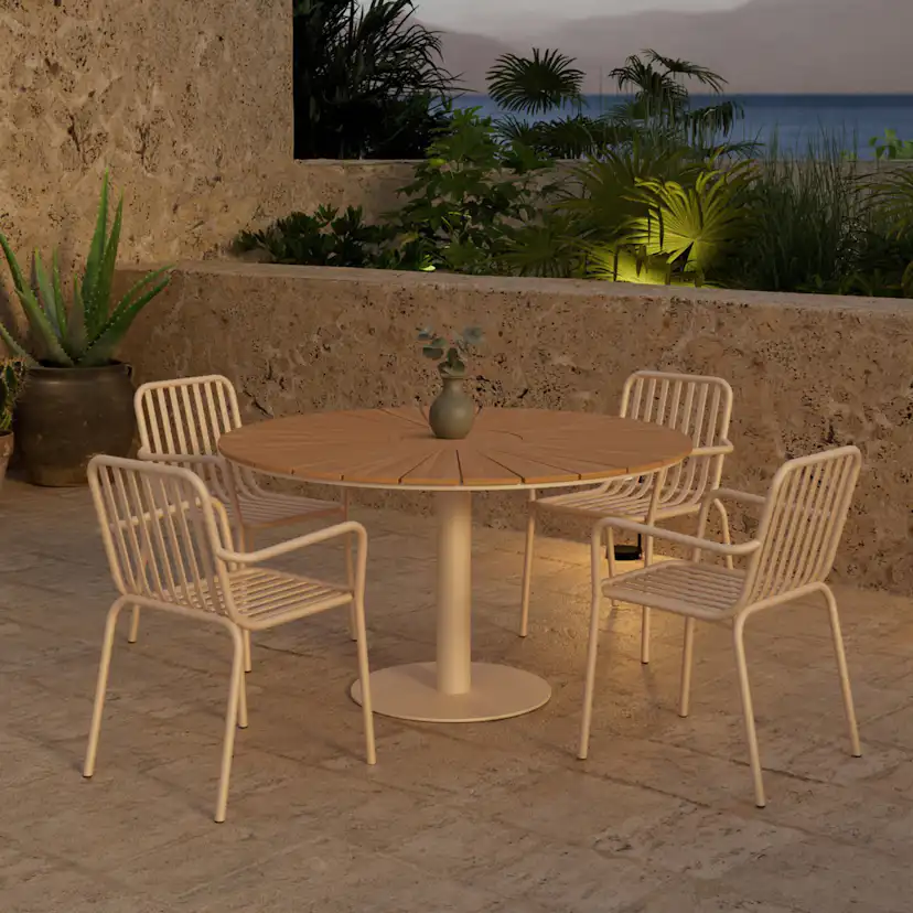 Matgrupp Utomhus Venture Home Croft Ø120 cm med 4 st Peking Trädgårdsstolar