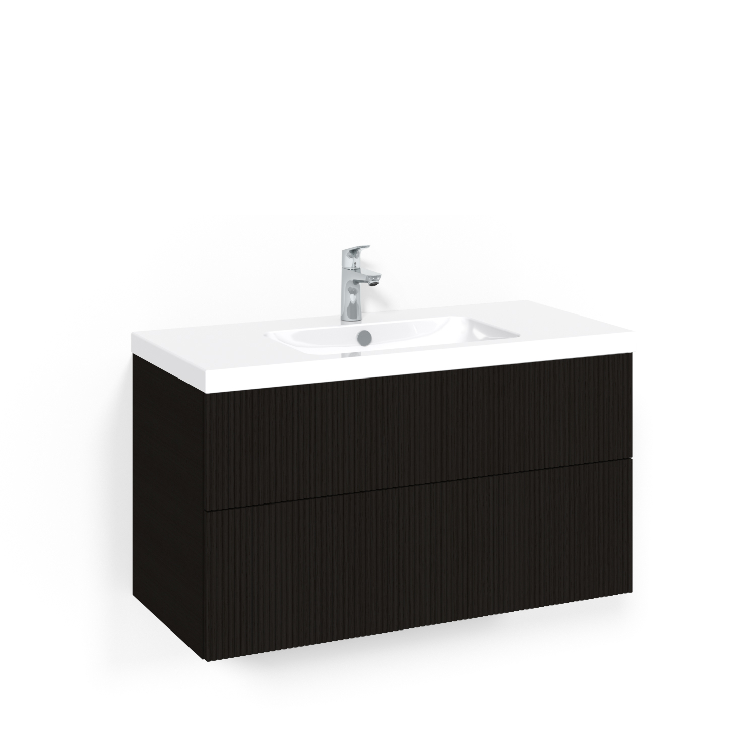 Crown Kom 100x45 Sv Li PO L45 Svart Ek, 1000 mm, Tvättställ Light 45, Med Pushfunktion