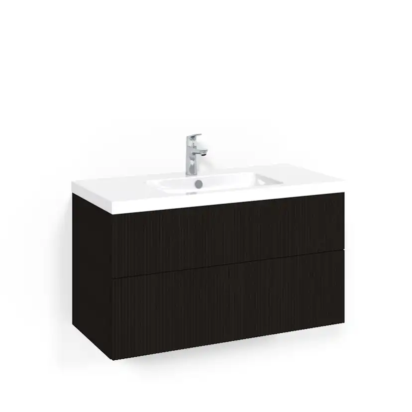 Crown Kom 100x45 Sv Li PO L45 Svart Ek, 1000 mm, Tvättställ Light 45, Med Pushfunktion