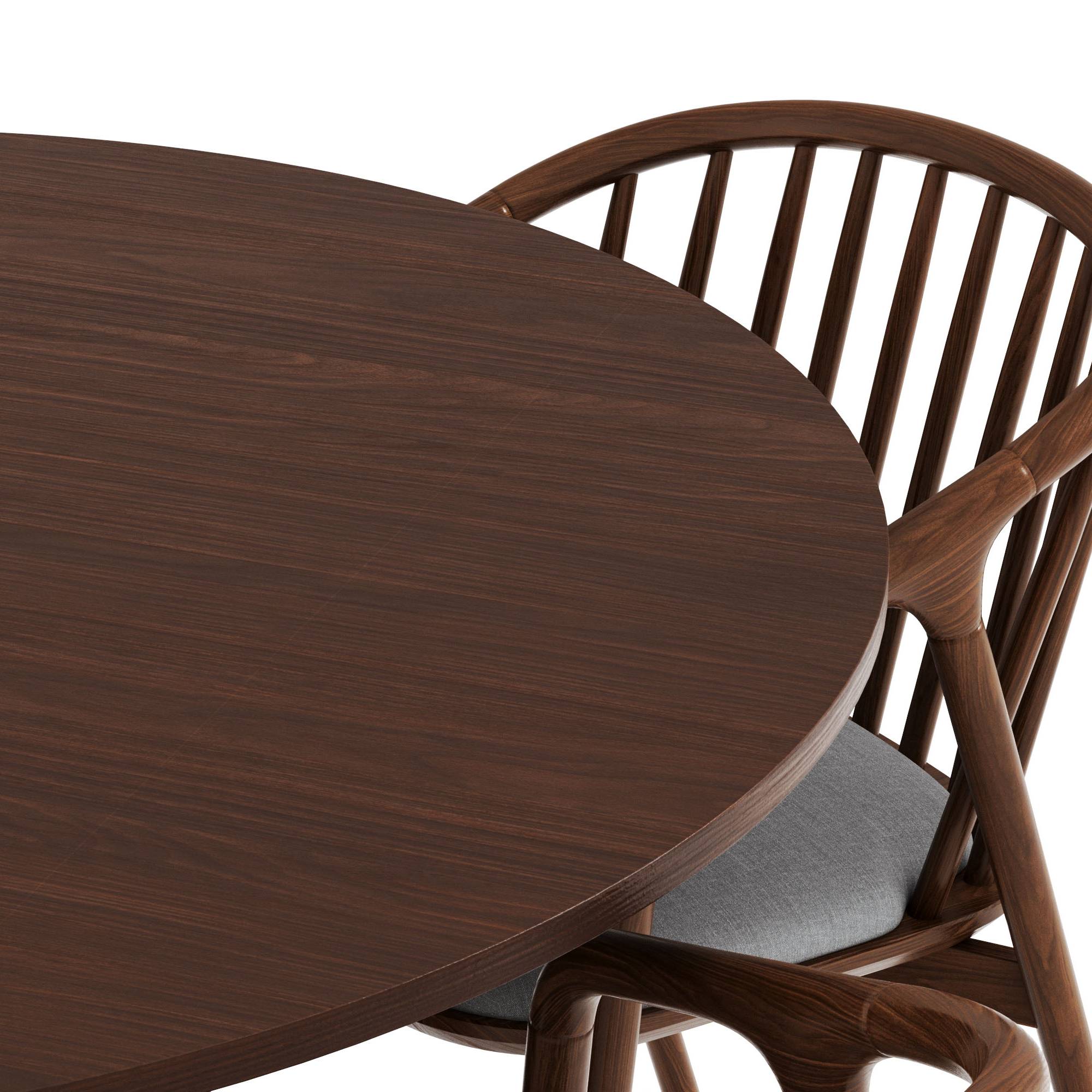 Matgrupp Bark Kopparbo Runt Matbord 120 cm med 4 Noira Matstol