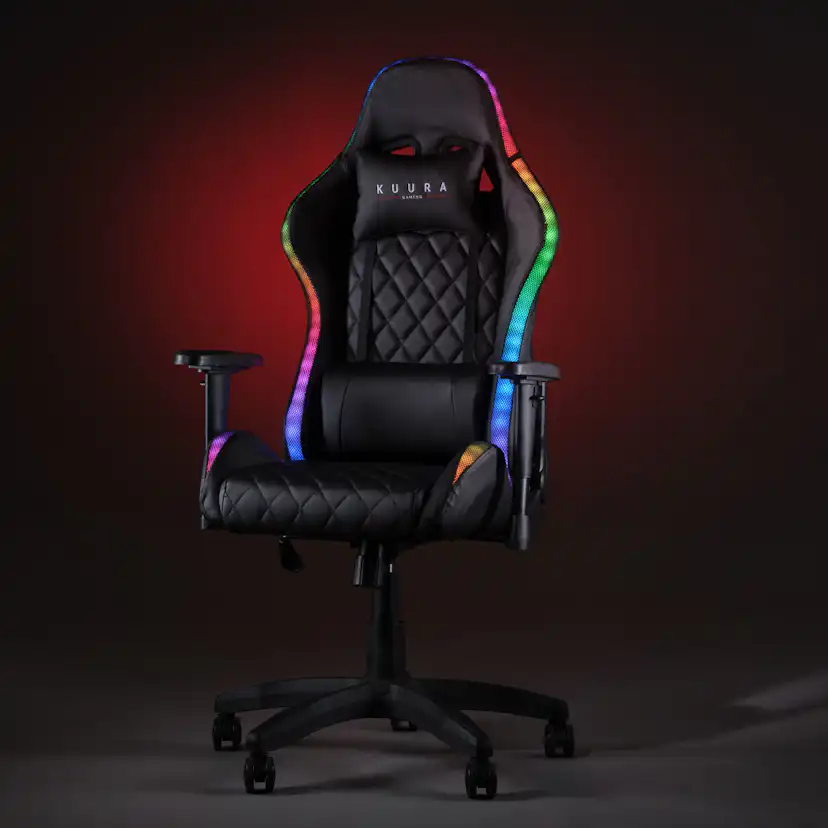 Gamingstol Kuura RGB Svart Justerbar med Inbyggda RGB-Lampor