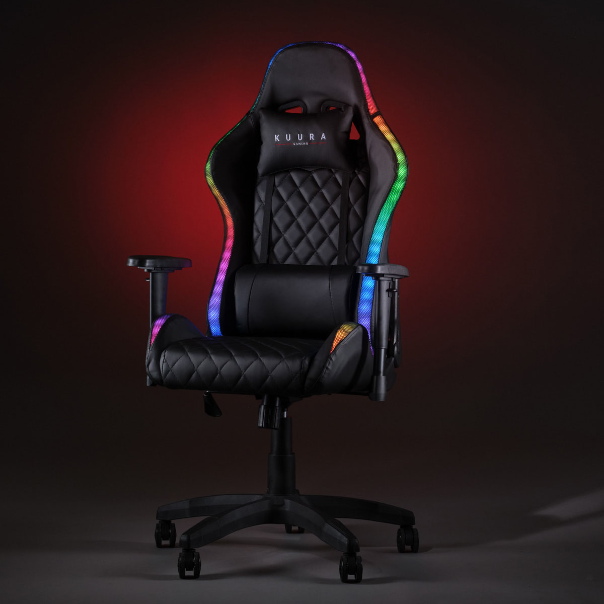 Gamingstol Kuura RGB Svart Justerbar med Inbyggda RGB-Lampor