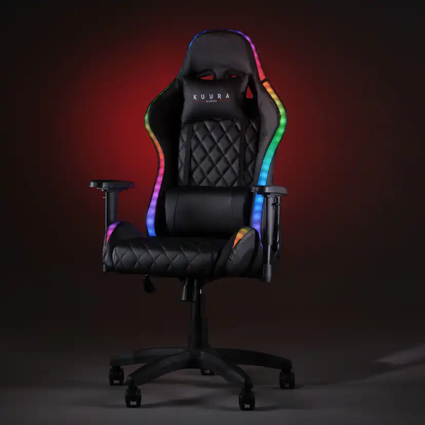 Gamingstol Kuura RGB Svart Justerbar med Inbyggda RGB-Lampor