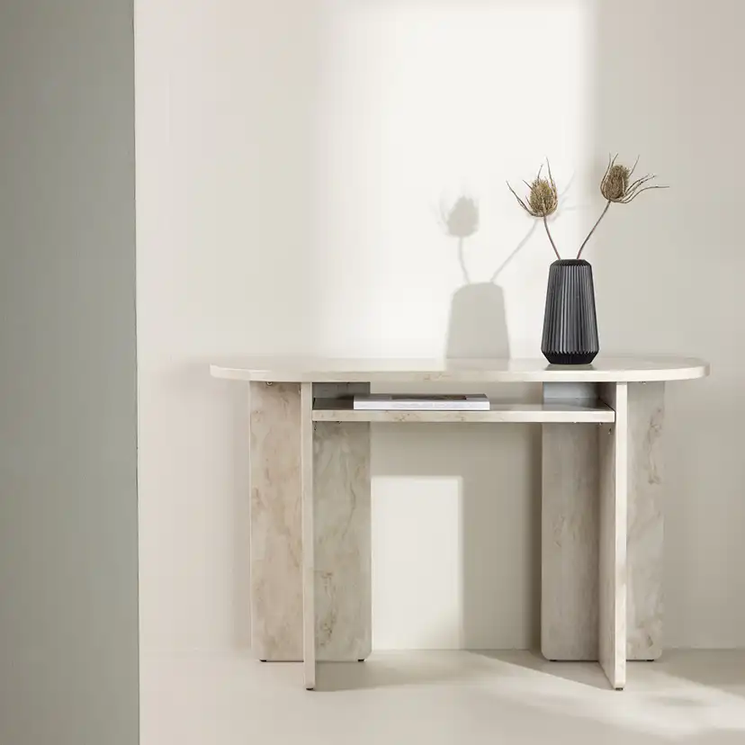 Sidobord Venture Home Ålesund Ovalt Bord med Marmorlook 120cm