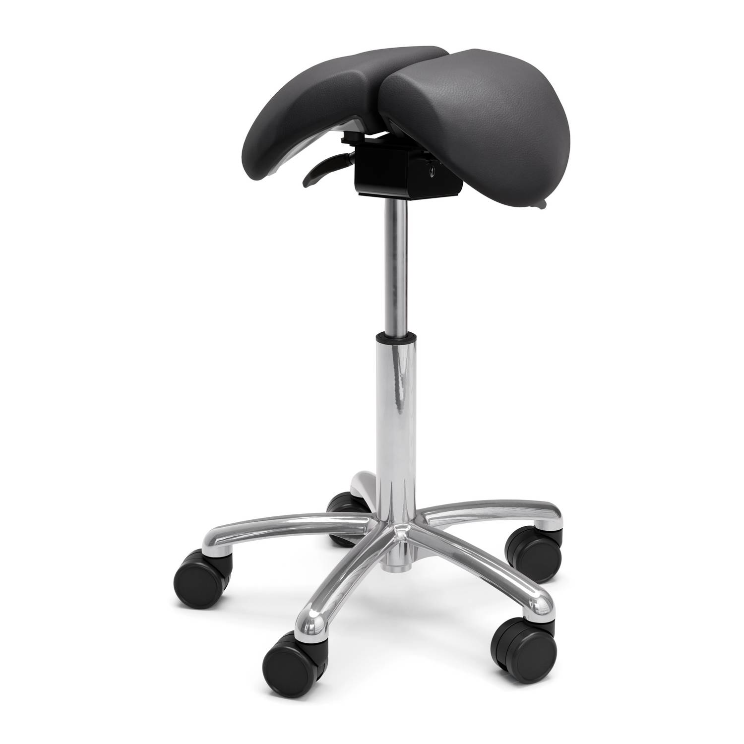 Sadelstol Lanab Group Polo Split Höj- & Sänkbar Tvådelad Stol i Svart Konstläder