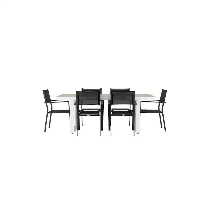 Merlo Dining Table - White/Whitewash +Copacabana Stacking Ch Trädgårdsgrupp Venture Home Merlo med 6 Copacabana Stolar