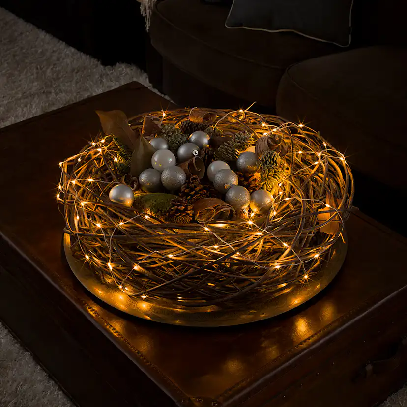 Ljusslinga 50 amber micro LED vit kabel 24V/IP20 Amber/Vit