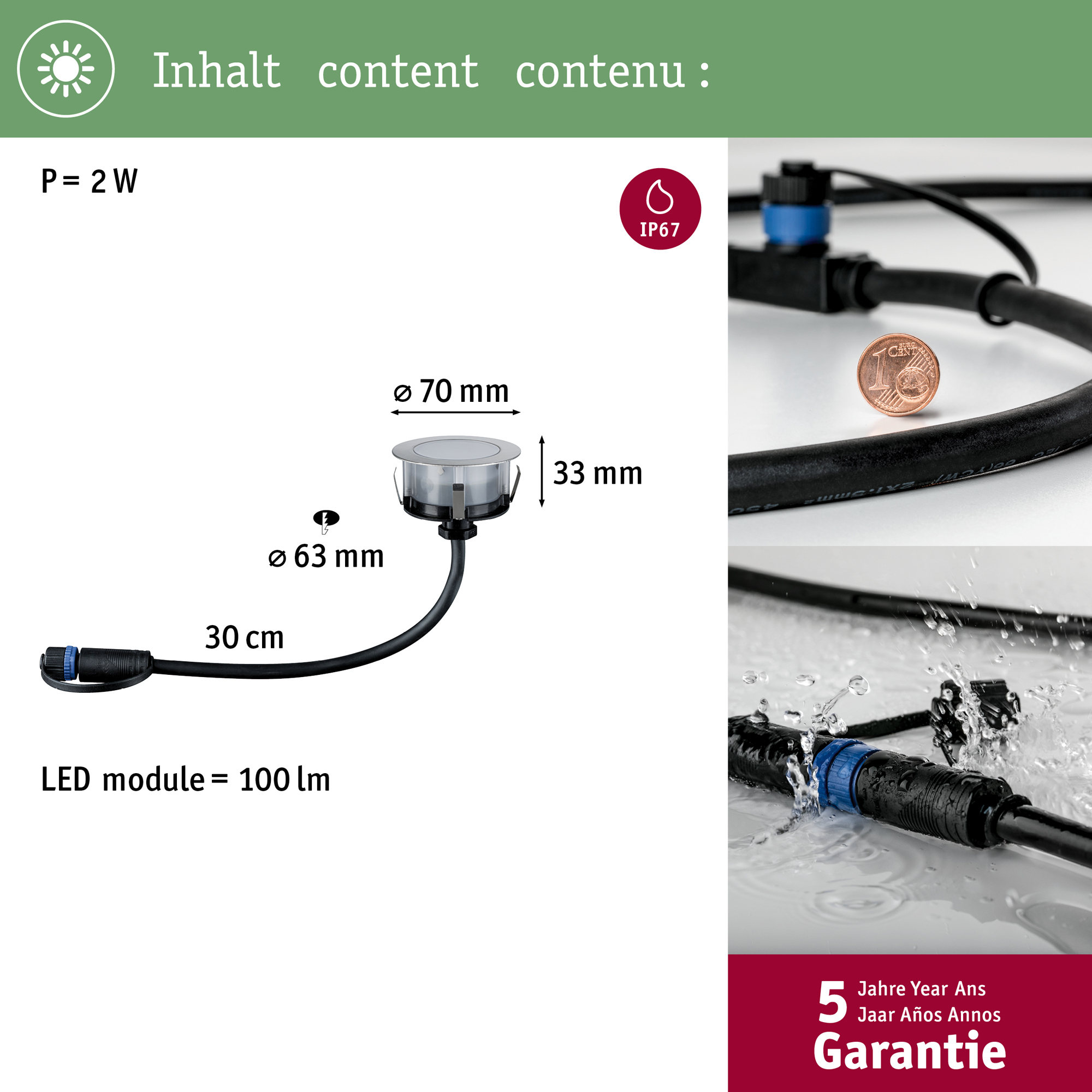 LED Infälld Markbelysning Paulmann Plug & Shine Smart Home Zigbee 3.0 Floor Profil IP67 RGBW+ 2W
