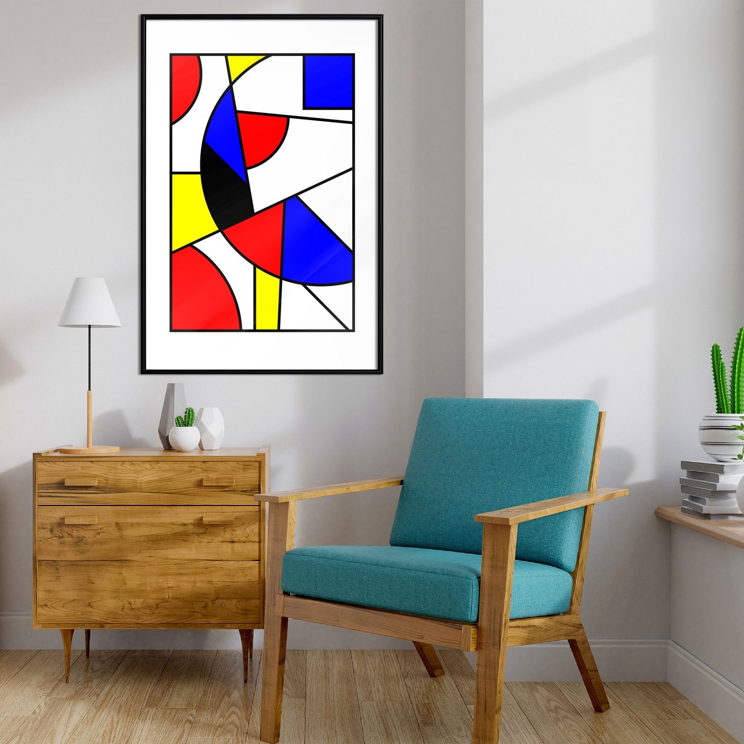 Affisch - Abstraction De Stijl [Poster] 20x30 Svart ram, 20x30 cm