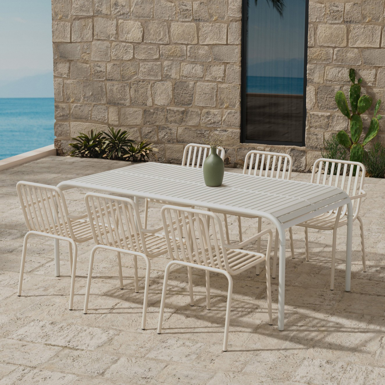 Matgrupp Utomhus Venture Home Borneo 100x200 cm med 6 st Peking Trädgårdsstolar