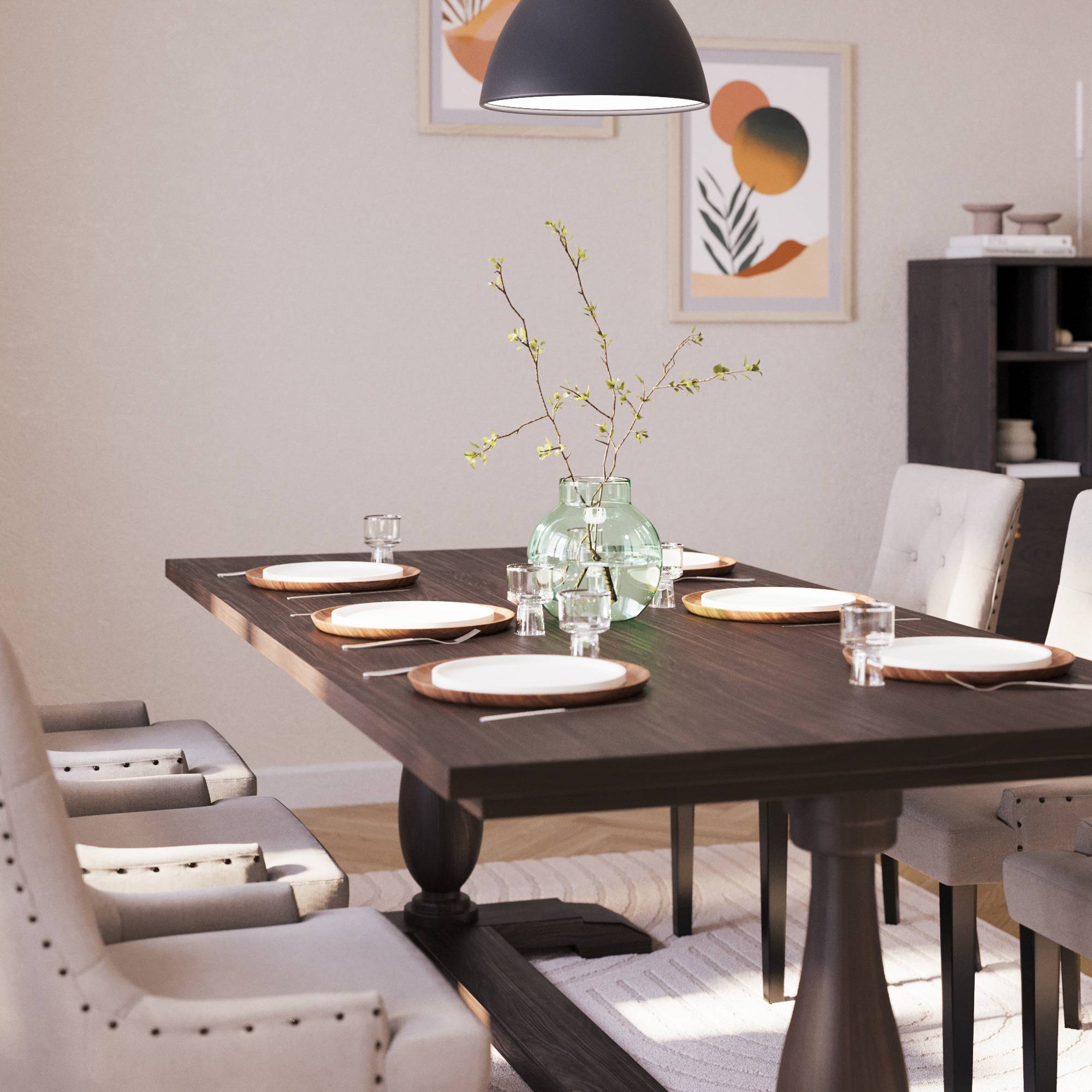 Matgrupp Bloomington Dijon Rektangulärt Matbord 200 cm med 6 Viktoria Matstol