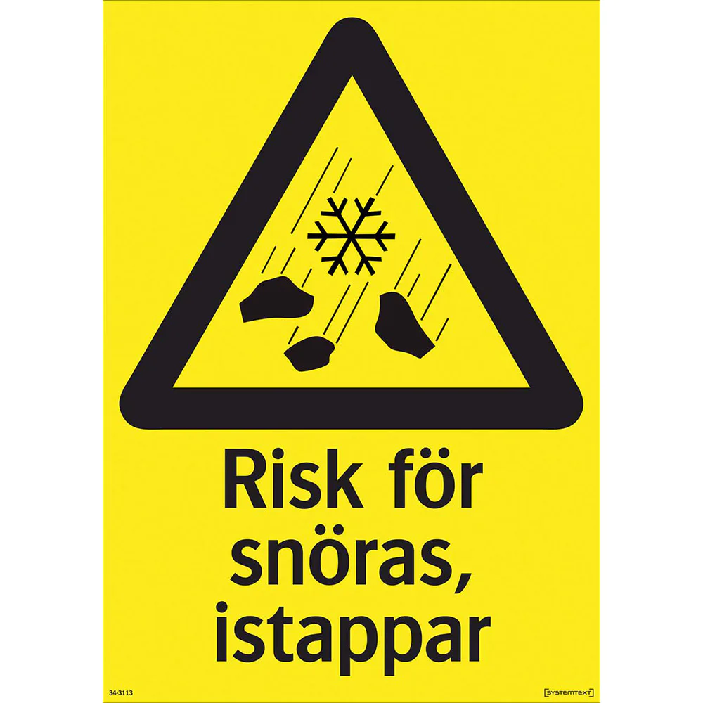 Skylt Systemtext Risk För Snöras Plast
