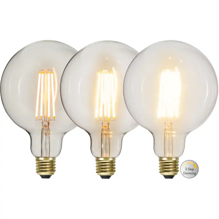 LED-lampa Star Trading E27 G125 Soft Glow 3-step Dimbar