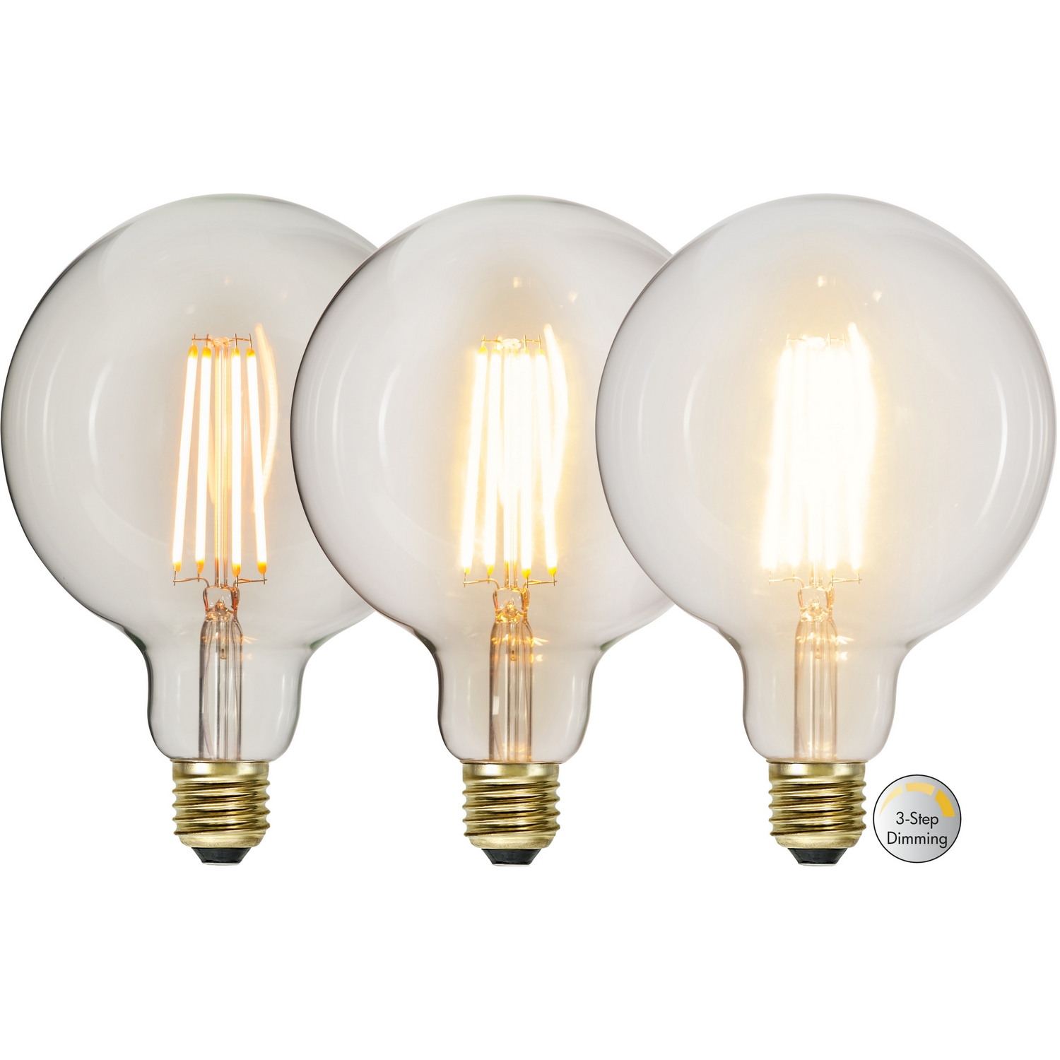 LED-lampa Star Trading E27 G125 Soft Glow 3-step Dimbar