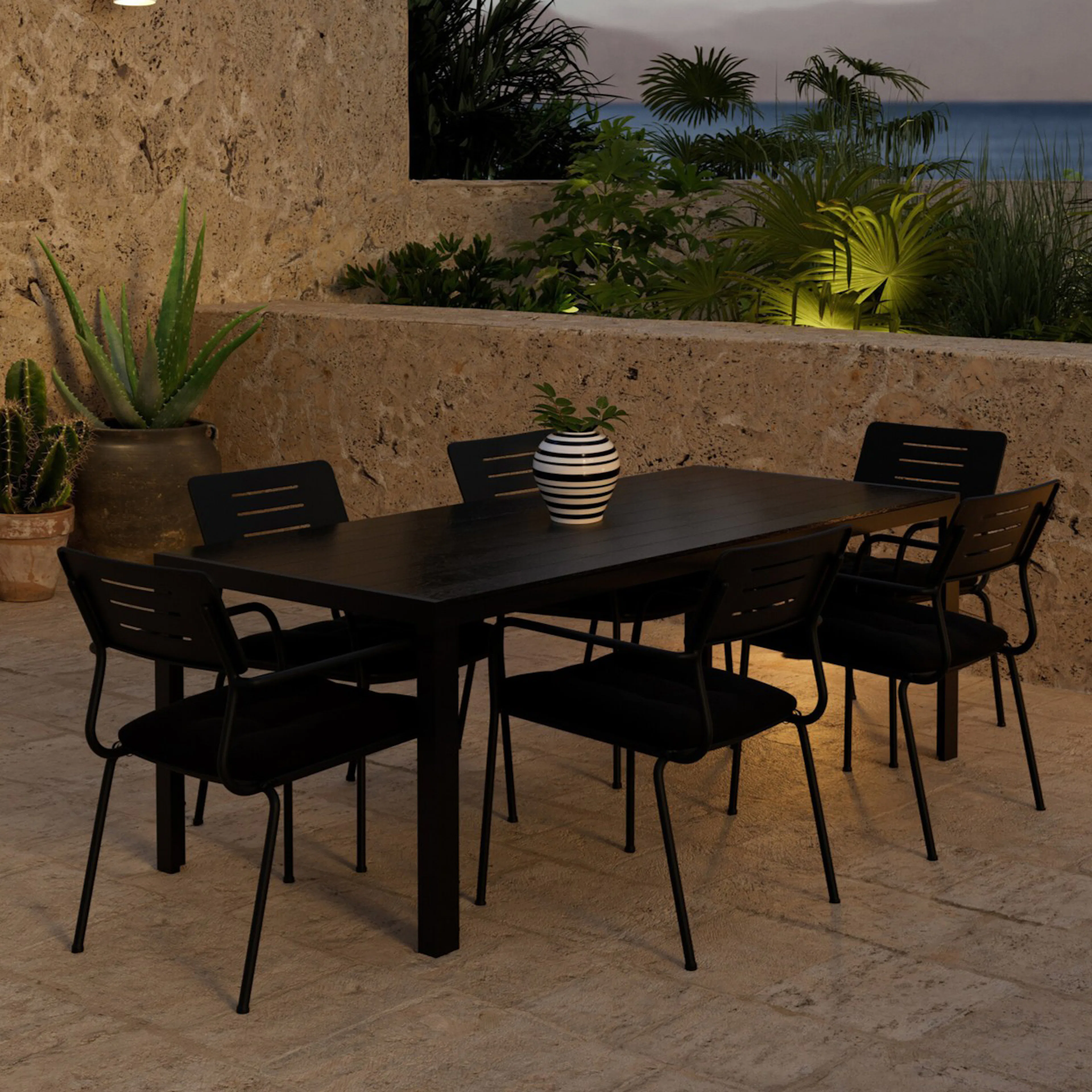 Matgrupp Utomhus Venture Home Break 90x205 cm med 6 st Nicke Trädgårdsstolar