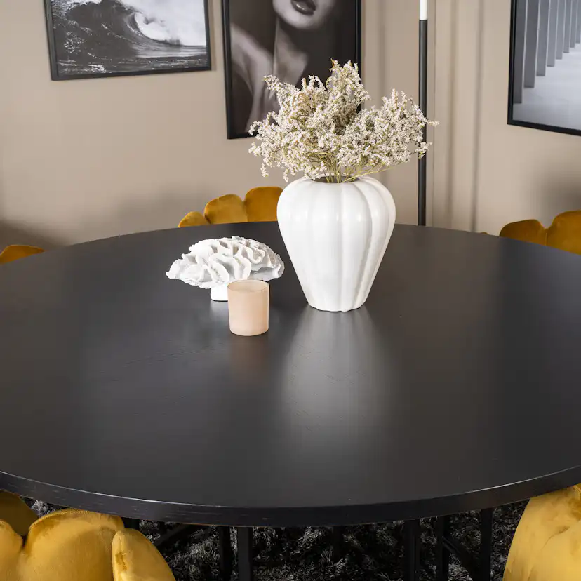 Matgrupp Venture Home Copenhagen med 6 Limhamn Guld Stolar