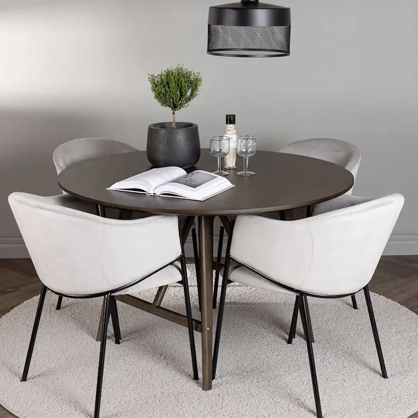 Matgrupp Venture Home Kaseidon Ø100 cm med 4 st Evelina stolar