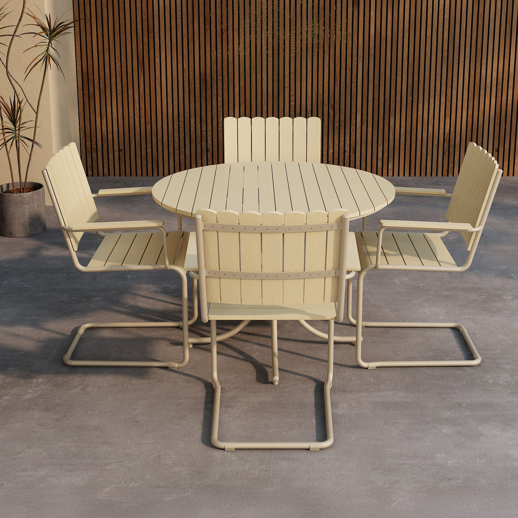 Holmsund Dining Set - Beige / Beige Polywood Beige