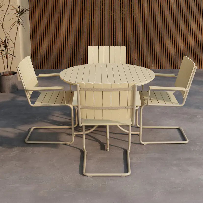 Holmsund Dining Set - Beige / Beige Polywood Beige