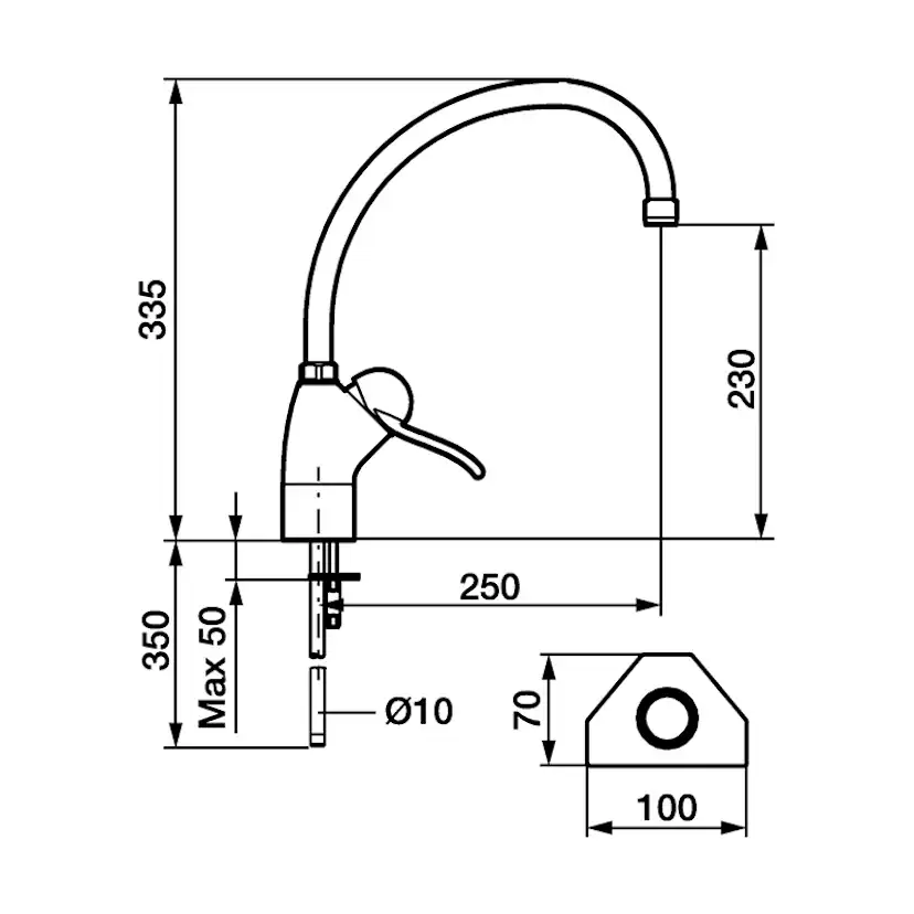 Köksblandare 9000 Fkr EcoFlow 9 l/min m DM EcoFlow 9 l/min, Med anslutning Cu-rör Ø10 mm