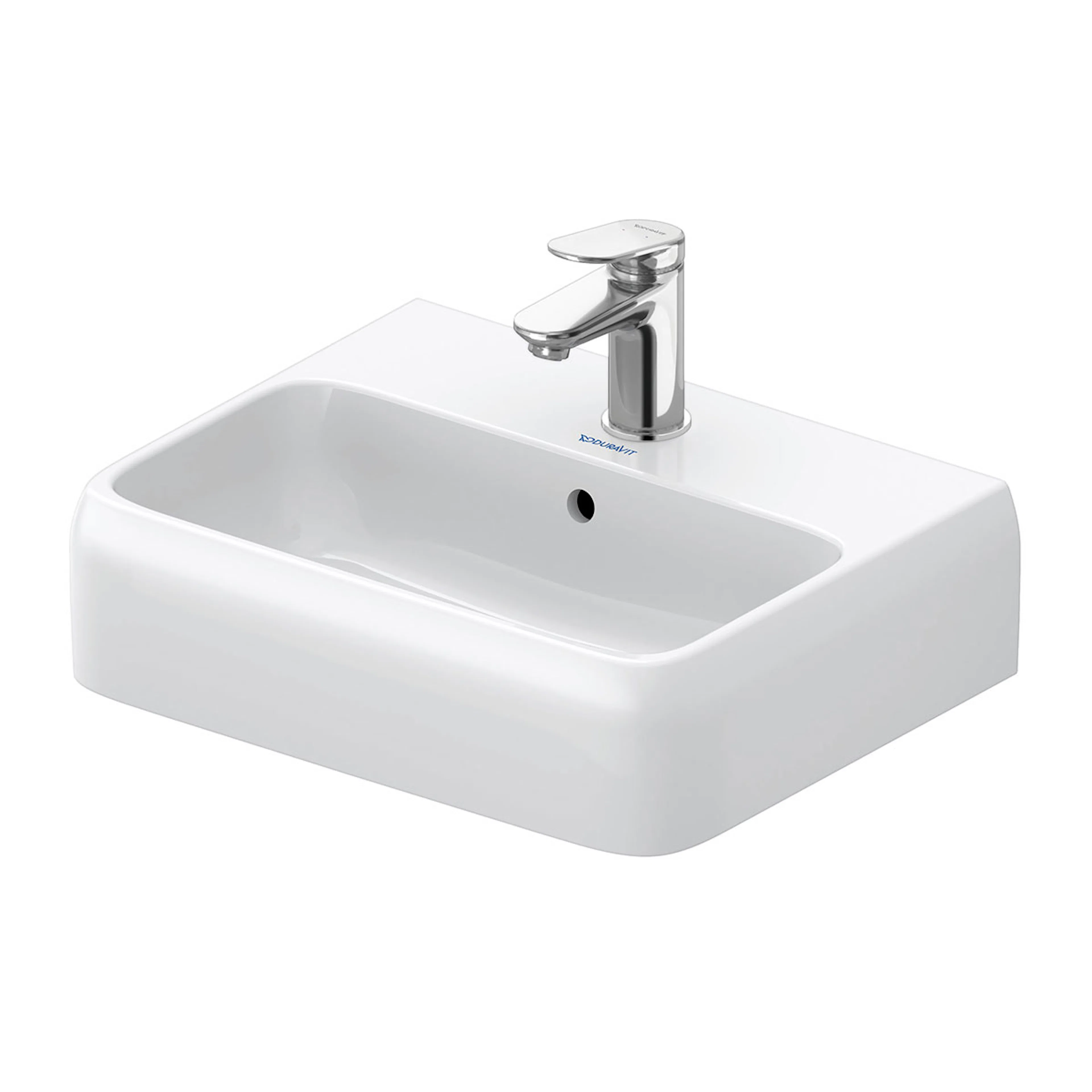 Tvättställ vägg 450x350,1 blandarhål och bräddavlopp,Qatego Bredd: 450 mm