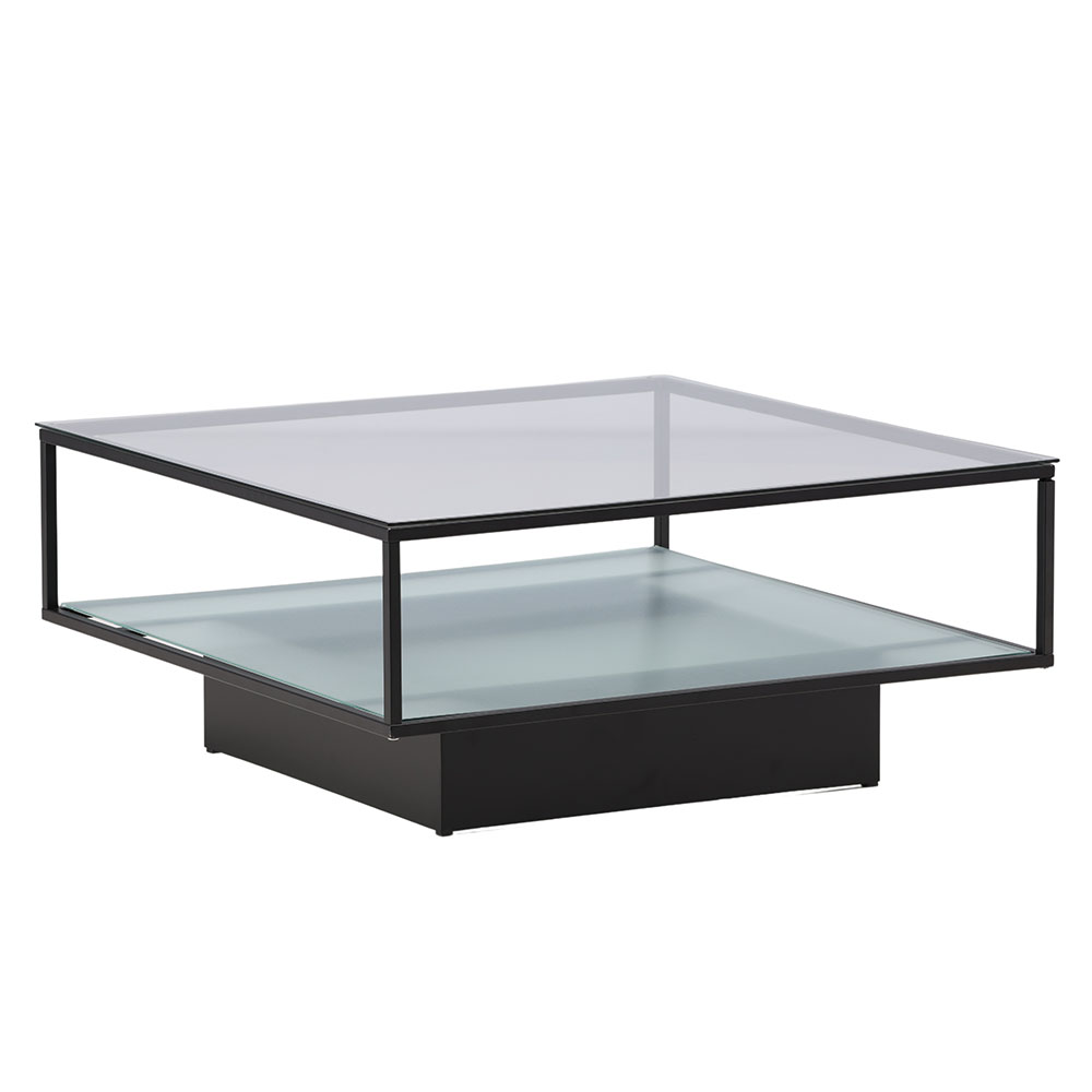 Soffbord furniture/fashion Maglehem Svart Vardagsrumsbord i Glas/Stål 90x90cm