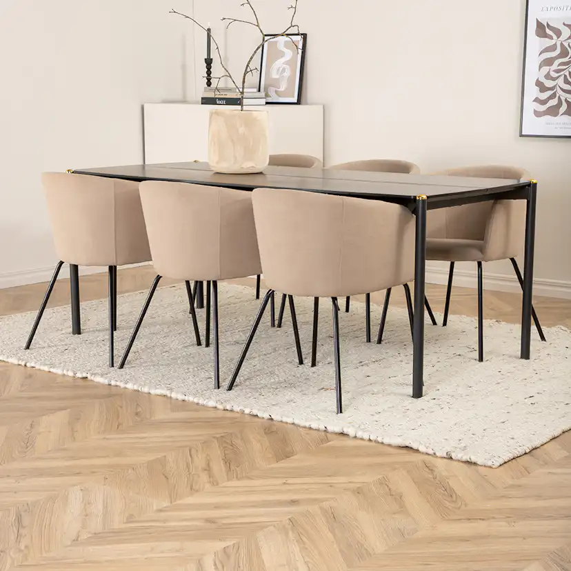 Matgrupp Venture Home Paris med 6 Bergen Stolar Polyesterlinen