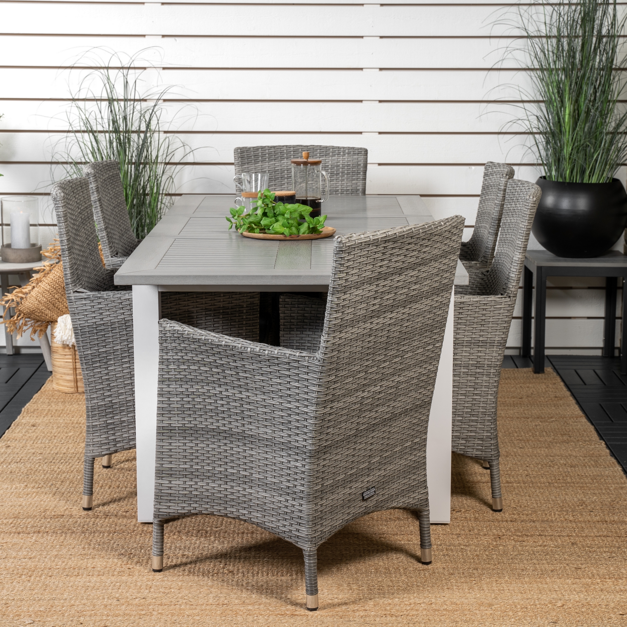 Albany Dining Table 152/210*90 - White Alu / Grey Aintwood+M Grå