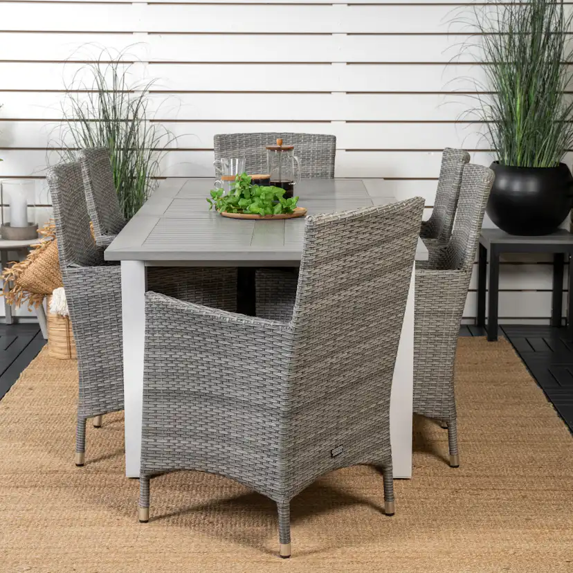 Albany Dining Table 152/210*90 - White Alu / Grey Aintwood+M Grå