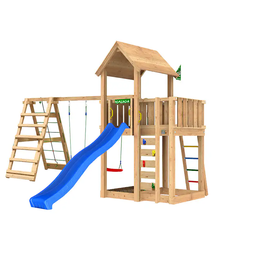 Lektorn Jungle Gym Mansion 2.1 Klättermodul Blå Rutschkana