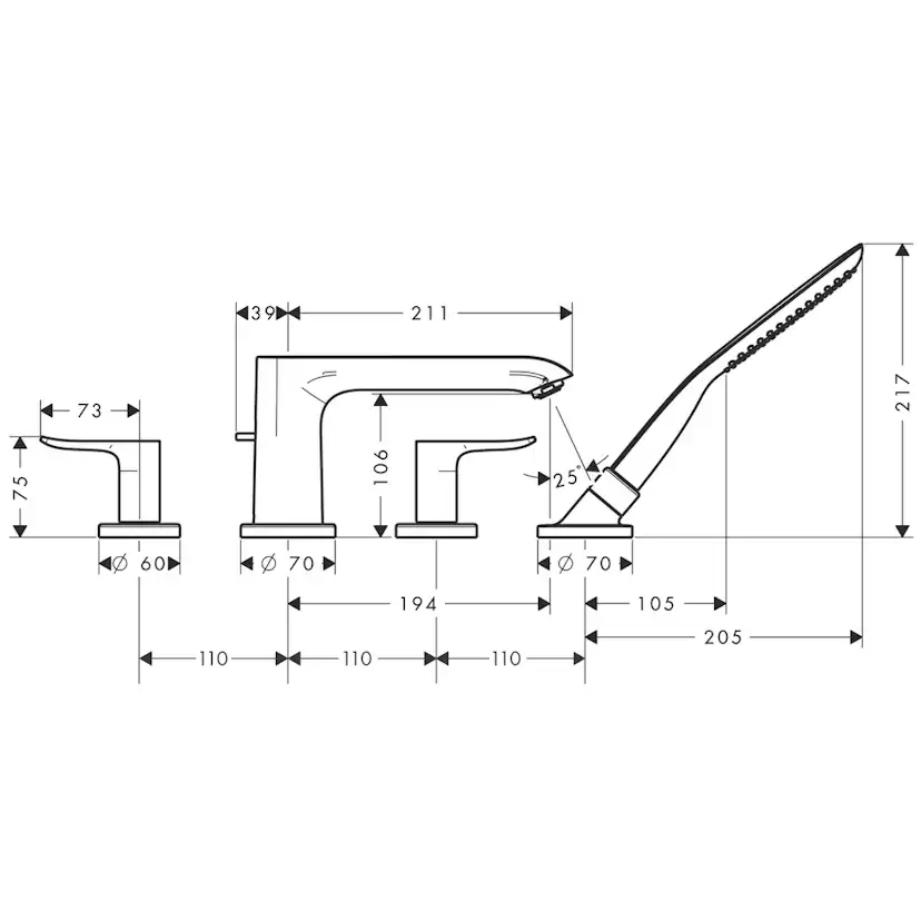 Sargblandare Hansgrohe Metris 4-håls