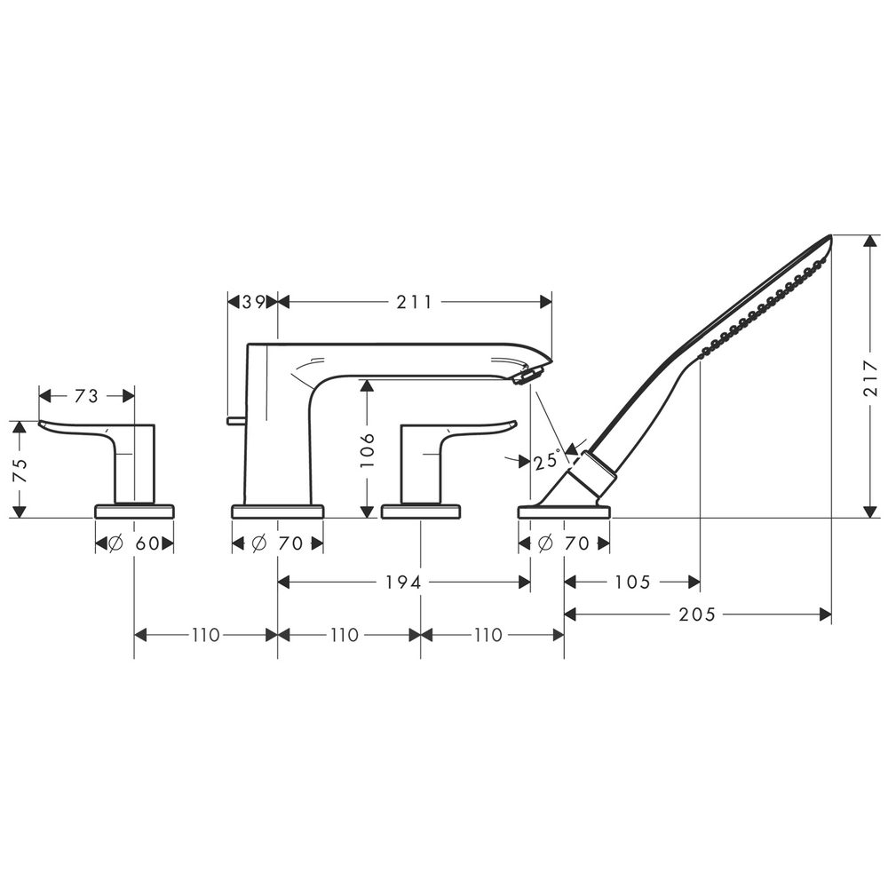 Sargblandare Hansgrohe Metris 4-håls