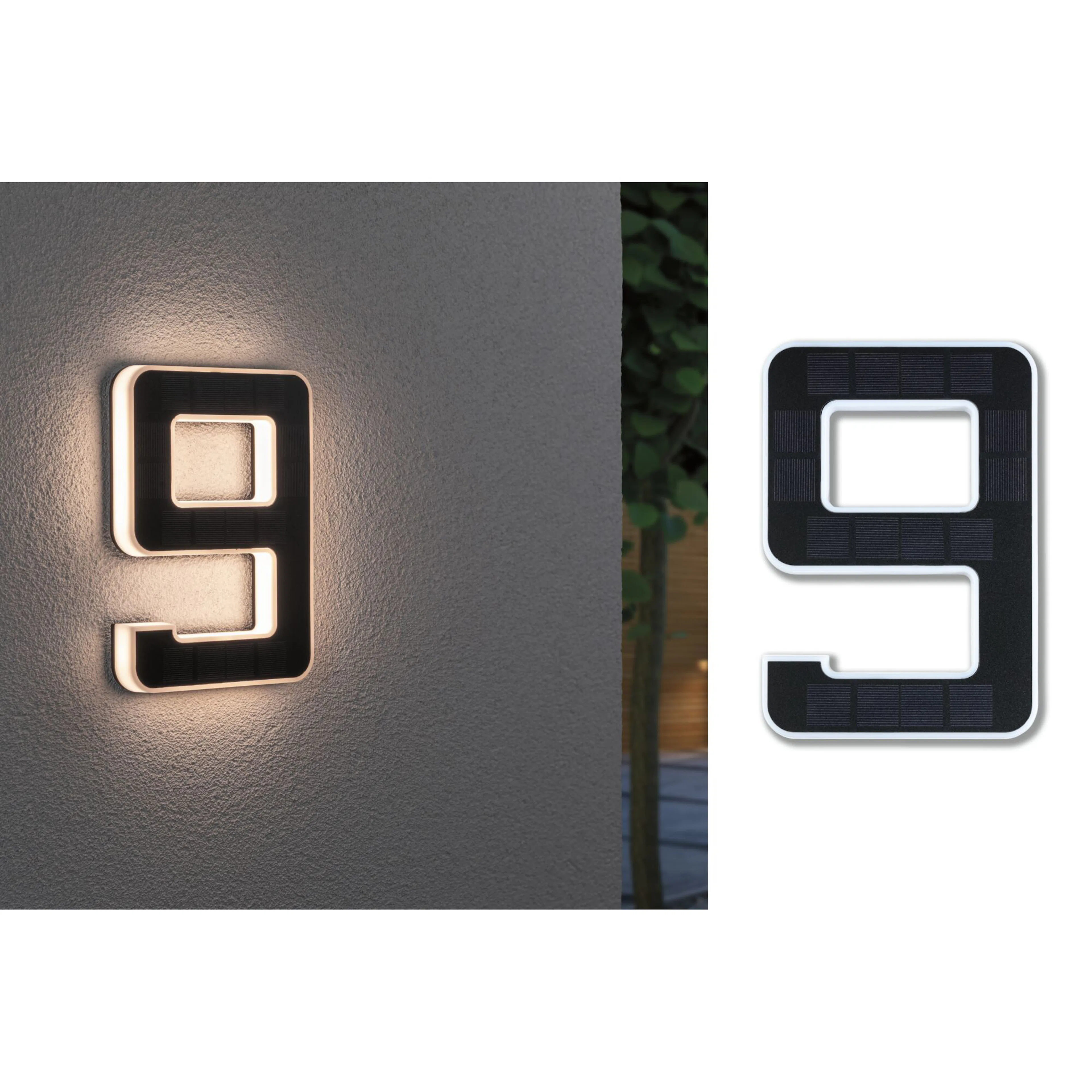Fasadbelysning Solcell LED Paulmann Husnummer 0-9 med belysning inkl. utbytbart batteri IP44 Design: 9