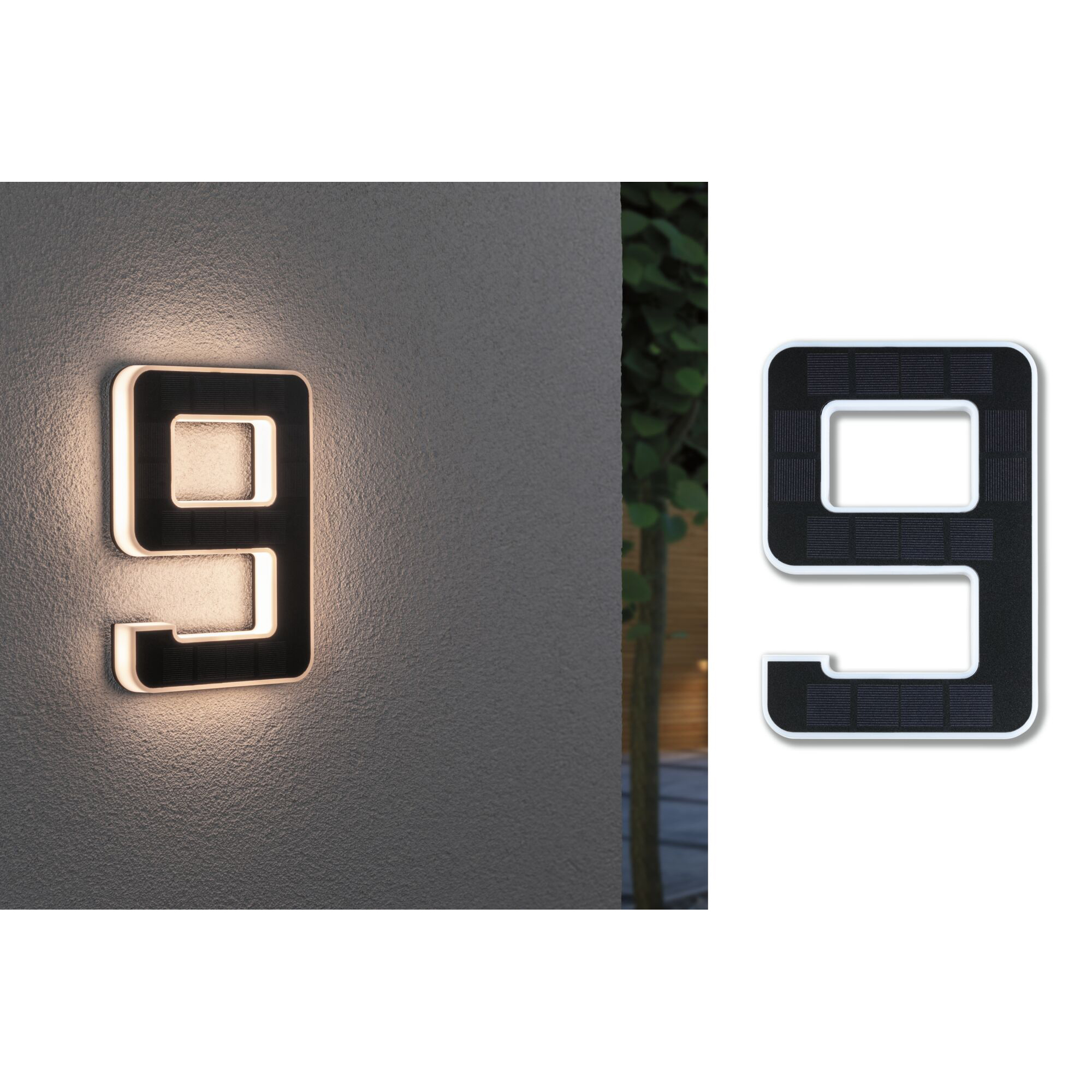 Fasadbelysning Solcell LED Paulmann Husnummer 0-9 med belysning inkl. utbytbart batteri IP44