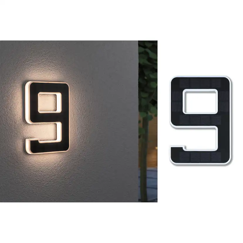 Fasadbelysning Solcell LED Paulmann Husnummer 0-9 med belysning inkl. utbytbart batteri IP44