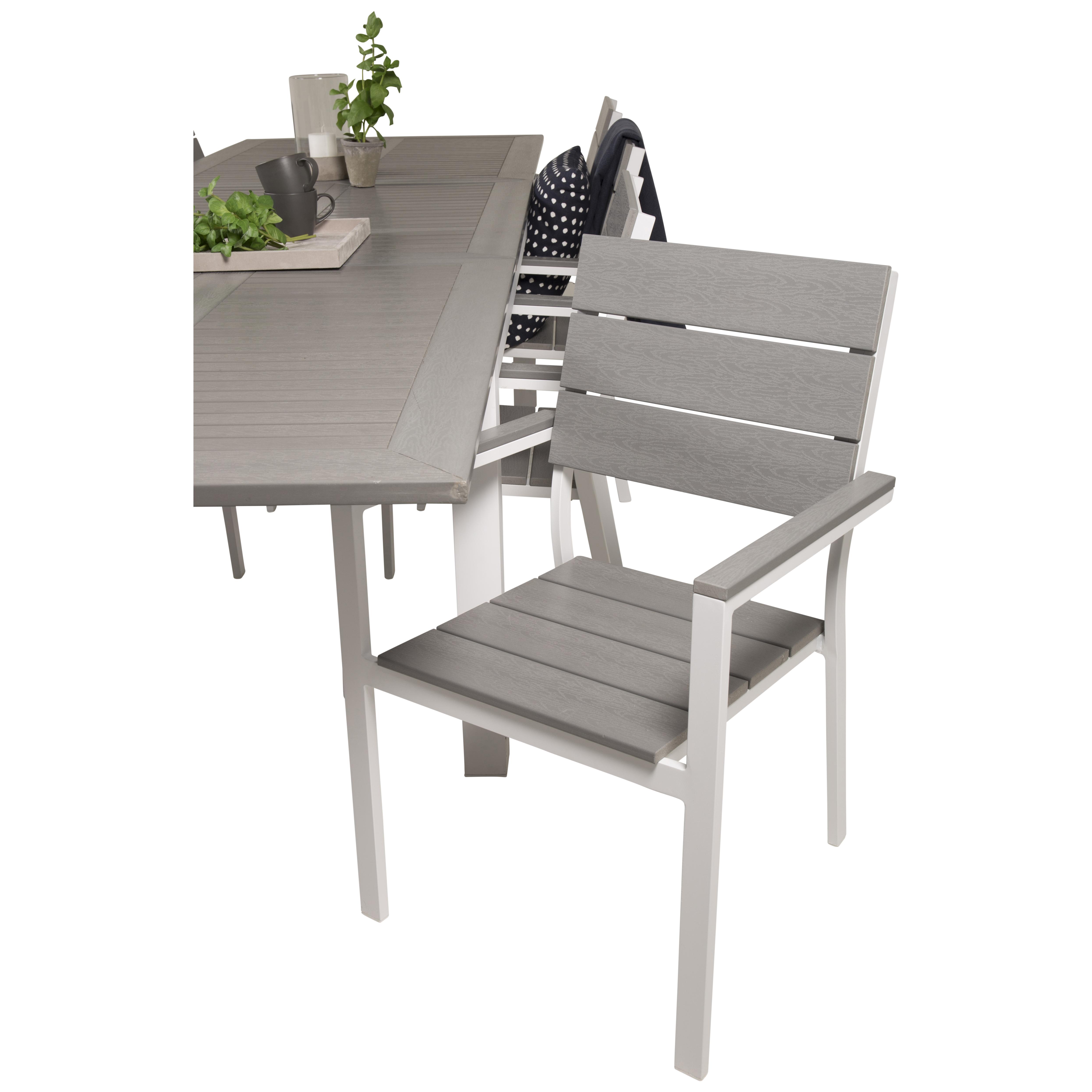 Albany bord 224/324*100-Vit Alu/Grå+Levels stolVit Alu/Grå8 Vit/Grå