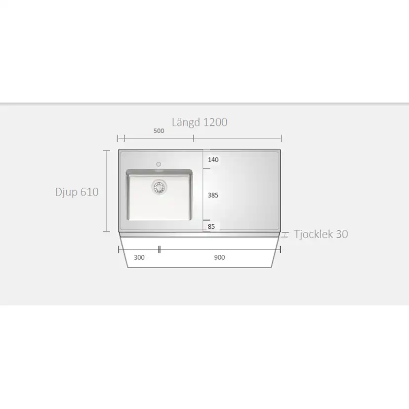 K1200-VB0050RM000000000000000000001 Vänster, Bredd: 610 mm
