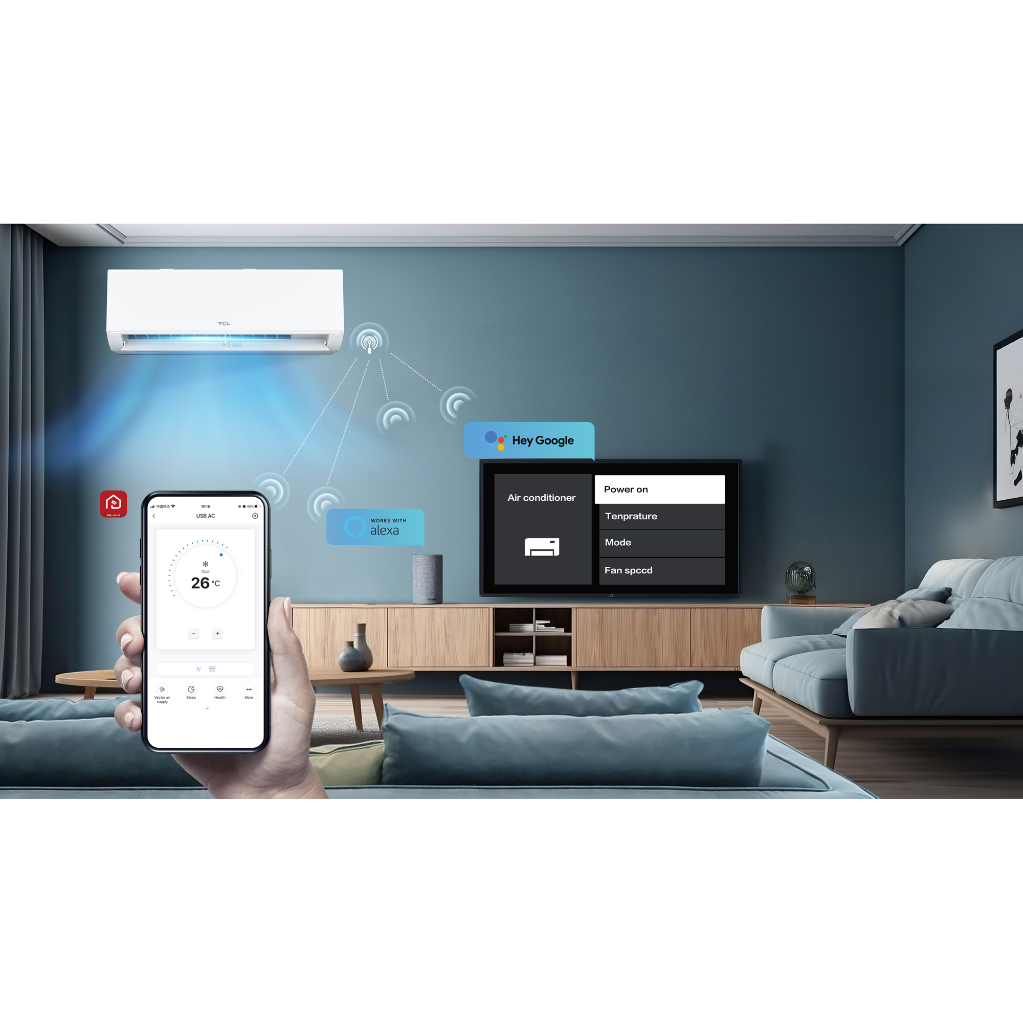 Luftvärmepump TCL BreezeIN 2.0 P9 S18P9S1 Värme 6,8kW A+++ med Antracitgrå utomhusdel