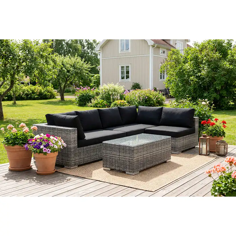 Loungegrupp Comfort Garden Bahamas utomhus loungegrupp 5-sits med vändbar schäslong och bord
